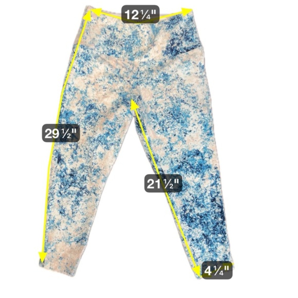 Lysse Basic Capri Legging Blue & Pink Tye-Dye Splatter Yoga Tights M - Picture 7 of 12